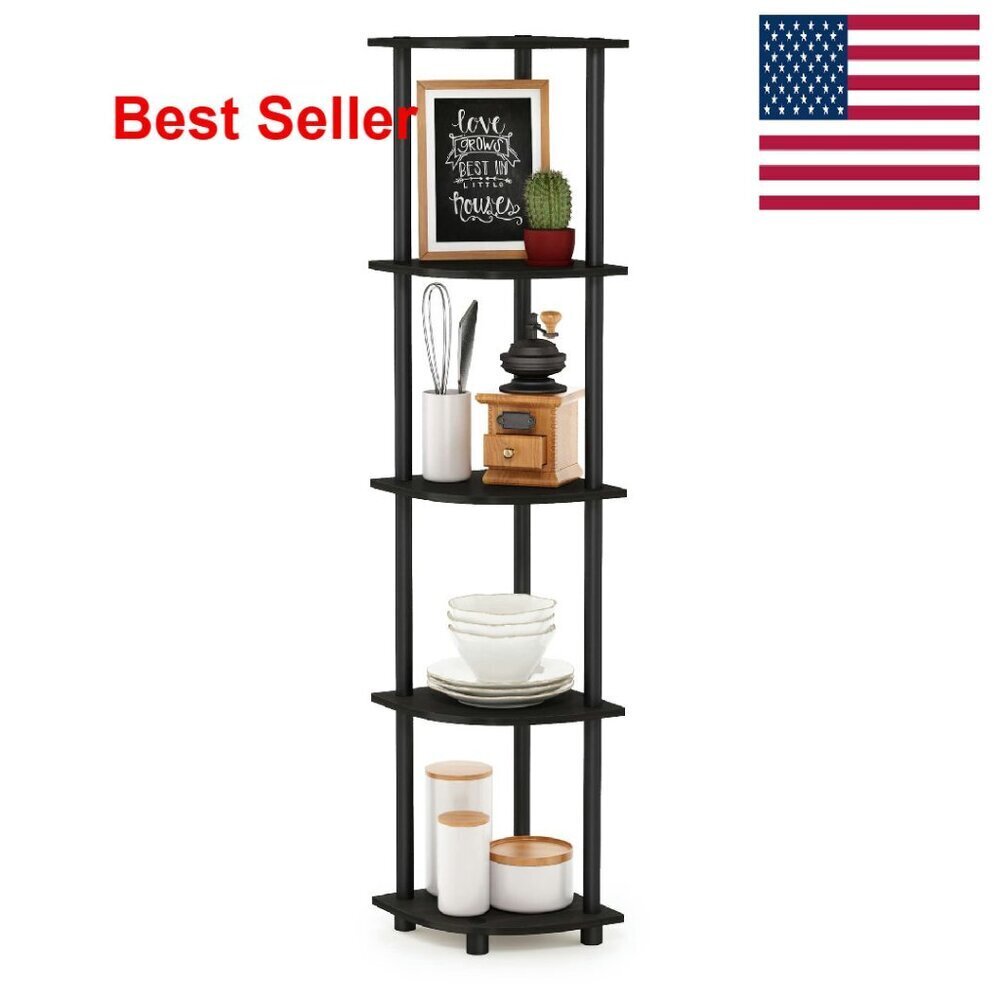 5-Tier Corner Shelf Minimal Modern Storage Display Unit Freestanding